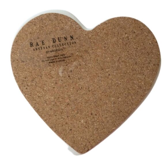 RAE DUNN Heart Coaster Single One Ceramic Pottery XOXO Black LETTERS Kiss Hug - Picture 4 of 13
